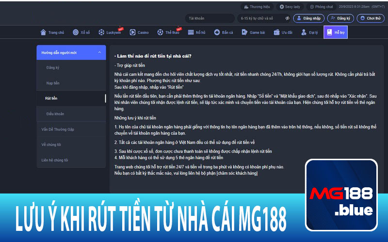Những lưu ý khi rút vốn từ nhà cái MG188
